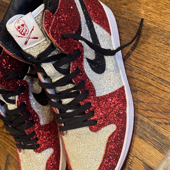 Nike Glitter Red and Silver High-Top Sneakers - Picture 3 of 5